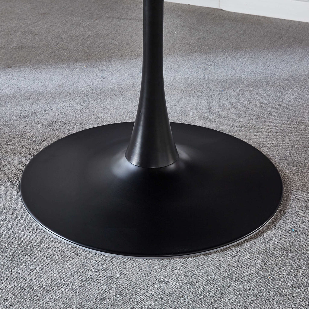Sybrioka 42" Tulip Table for 4-6 Persons Modern Round Dining Room Table, Mid-Century Modern Black Small Kitchen Table with MDF Wooden Top, Leisure Coffee Table for Living Room, Dining Room, Office