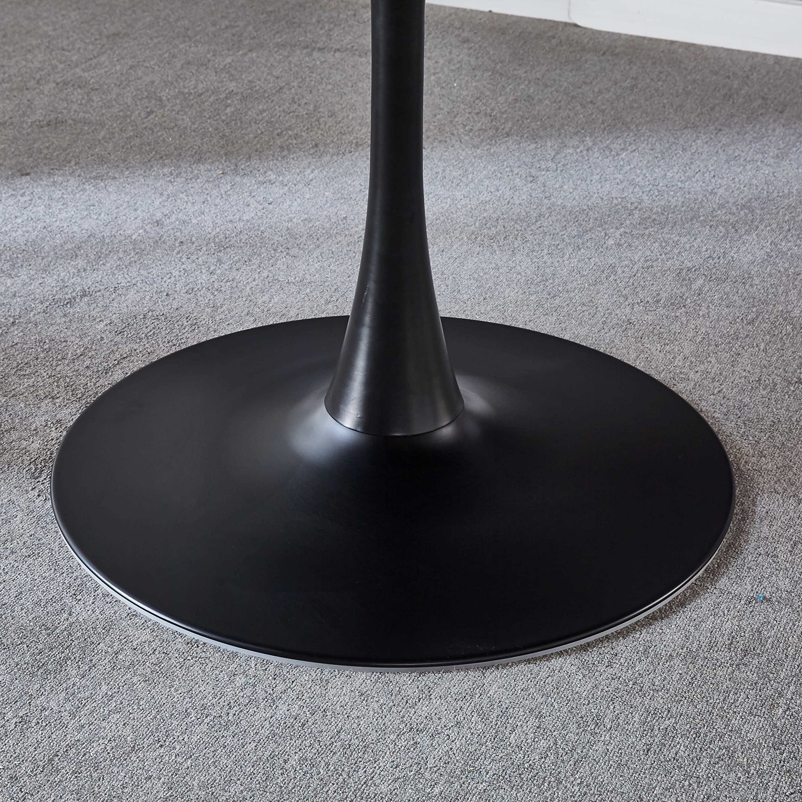 Sybrioka 42" Tulip Table for 4-6 Persons Modern Round Dining Room Table, Mid-Century Modern Black Small Kitchen Table with MDF Wooden Top, Leisure Coffee Table for Living Room, Dining Room, Office