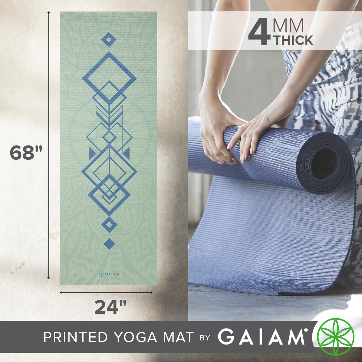 Yoga Mat Classic Print, 4mm Non-Slip Mat (Fijian Dream)
