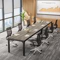 6.5 FT Conference Room Table, 78.74" W x 27.56" D Large Office Conference Table, Modern Seminar Meeting Table Desk for Boardroom, Meeting Room (2, Gray and Black)