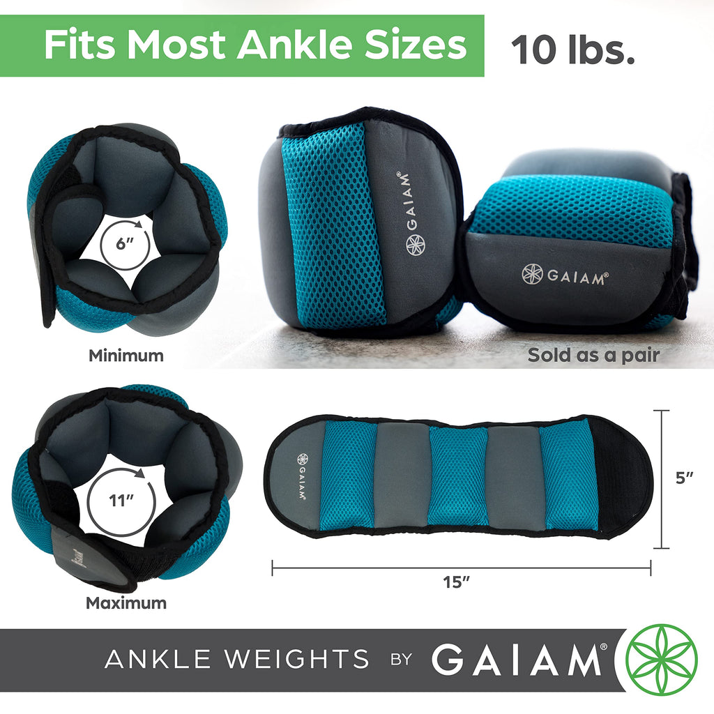 Ankle Weights, Adjustable Strap, Set of 2 (10LB)