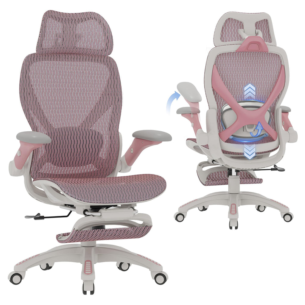 X100 Ergonomic Mesh Office Chair with Footrest, Big and Tall Hone Desk Chair with 5D Flip-Up Arms, Adjustable 3D Lumbar Support,Gaming & Executive Computer Chairs