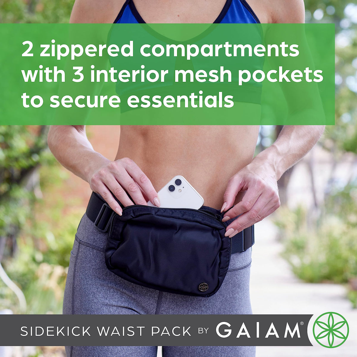 Sidekick Waist Pack - Storage Belt Bag for Women And Men - Adjustable Belt With Lightweight Pouch For The Gym & Studio, Celery