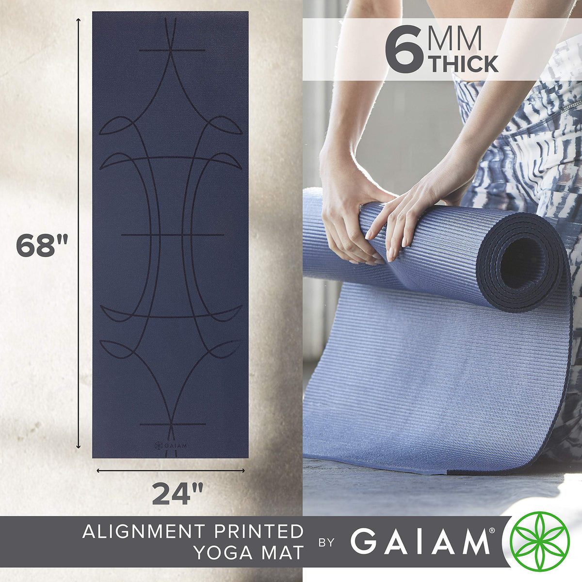 Premium Yoga Mat, 6mm Thick Print Mat (Ink)