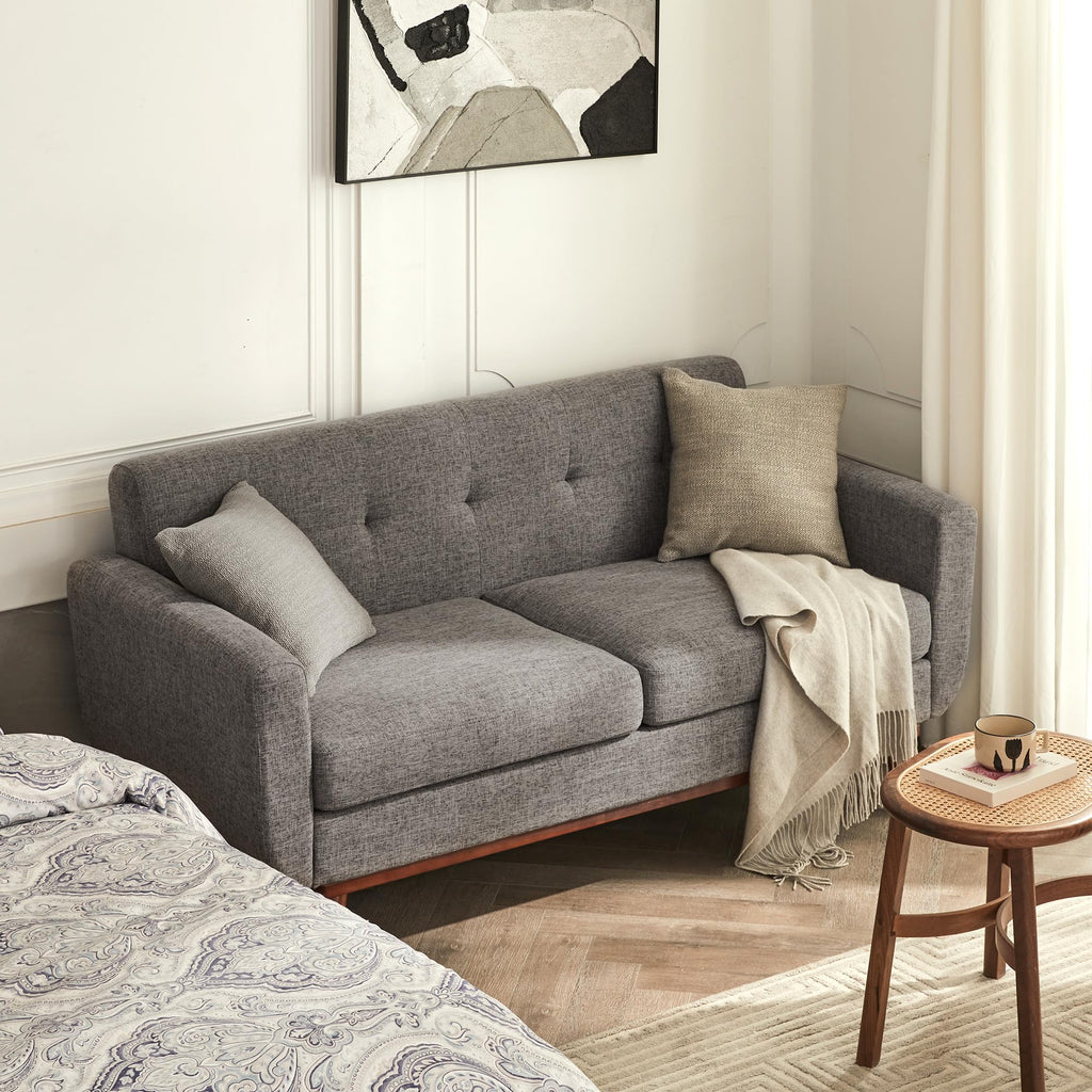 65.2" W Loveseat Sofa, Solid & Easy to Install Small Couch for Bedroom Office Apartment, Grey