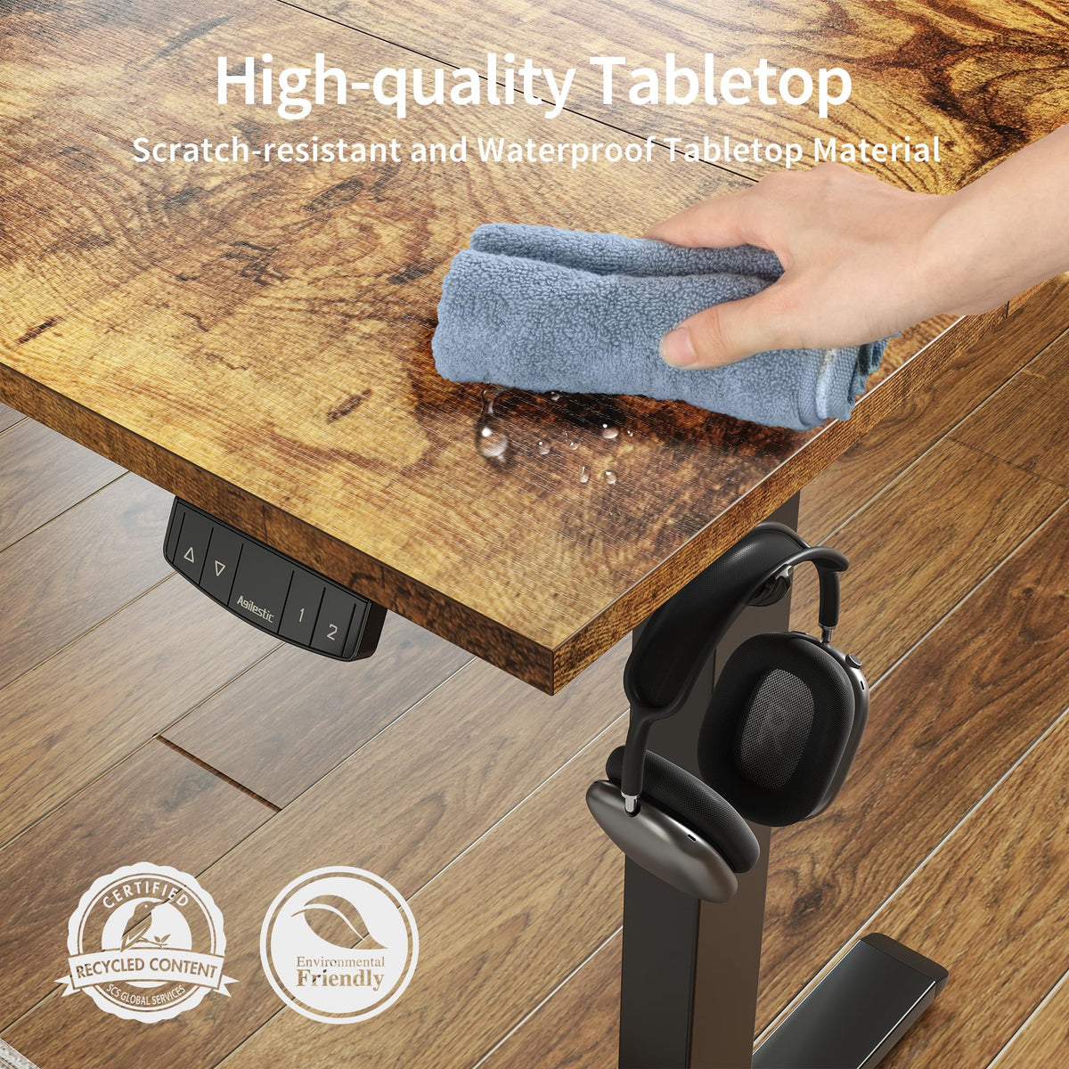 63*24 Inch Height Adjustable Electric Standing Desk, Rustic Brown