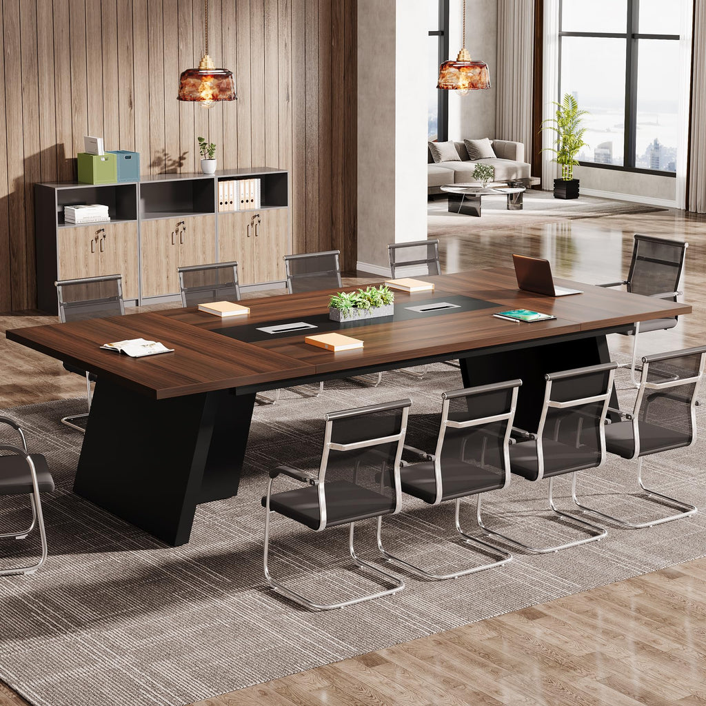 8ft Conference Table, Large Office Conference Table for 8-10 Person, Business Seminar Furniture for Conference Room