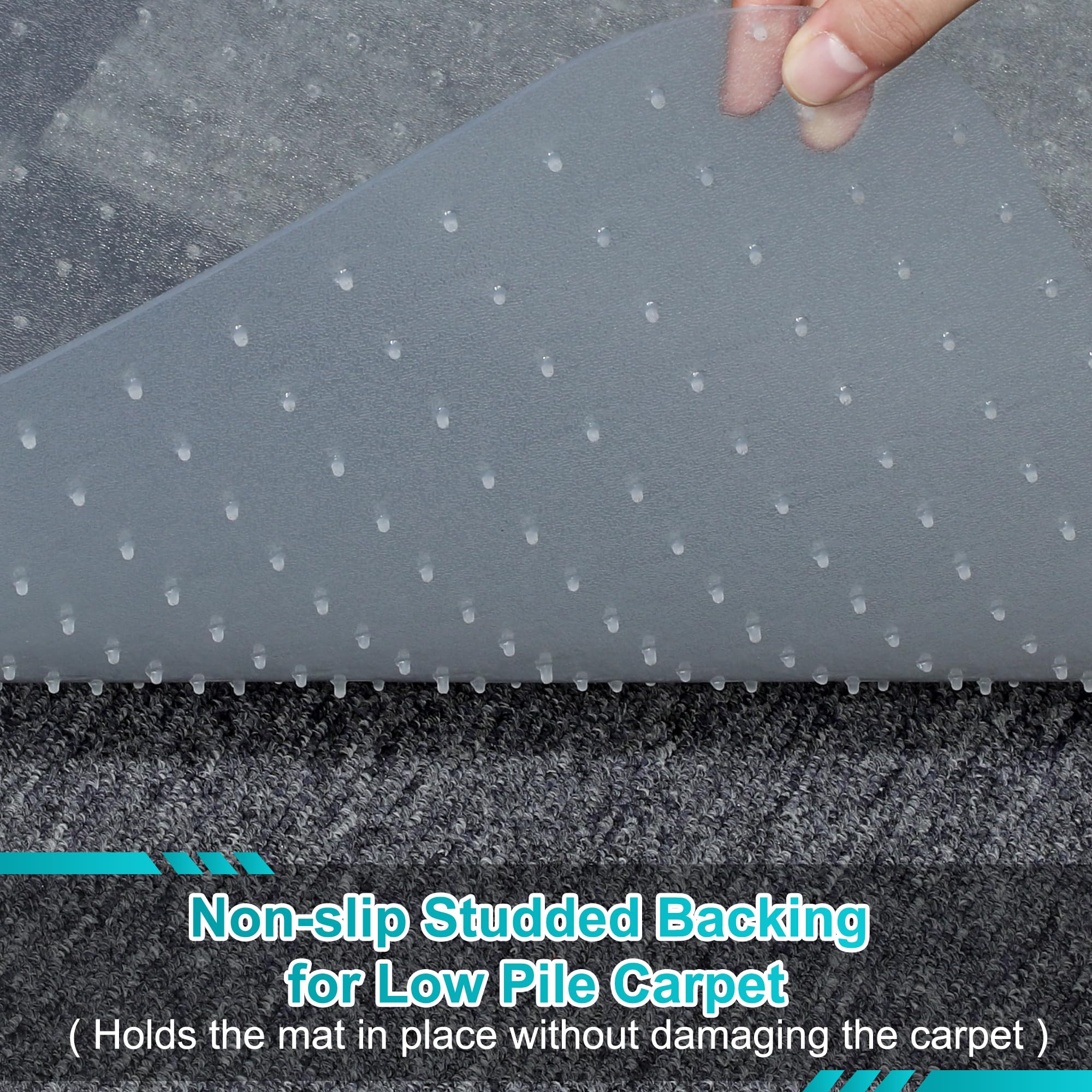 Office Chair Mat for Carpets, 46"x 72" Heavy Duty Clear Plastic Floor Protector, Non-Slip Computer Desk Chair Mat for Low Pile Carpeted Floors, Smooth Rolling Carpet Chair Mat for Home Office