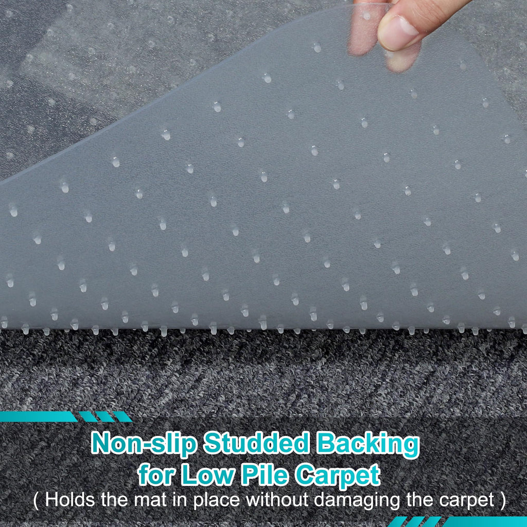 2 Pack Office Chair Mat for Carpets, 48" x 36" Clear Chair Mat for Carpeted Floors, Heavy Duty Under Desk Protector Carpeted Floors Mats, Rolling Computer Floor Mats with Studs for Home and Office