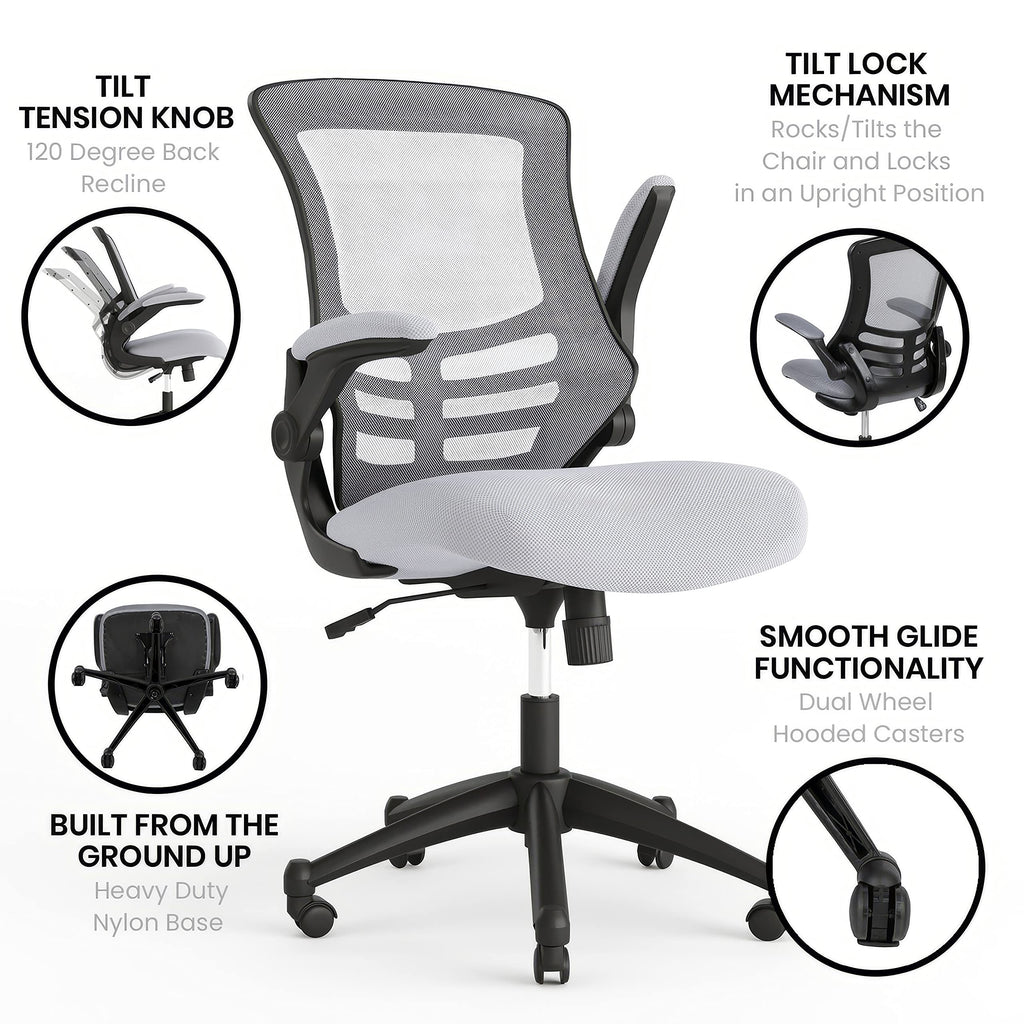 Office Chair, Ergonomic, Mid-Back, Dark Gray Mesh with Swivel