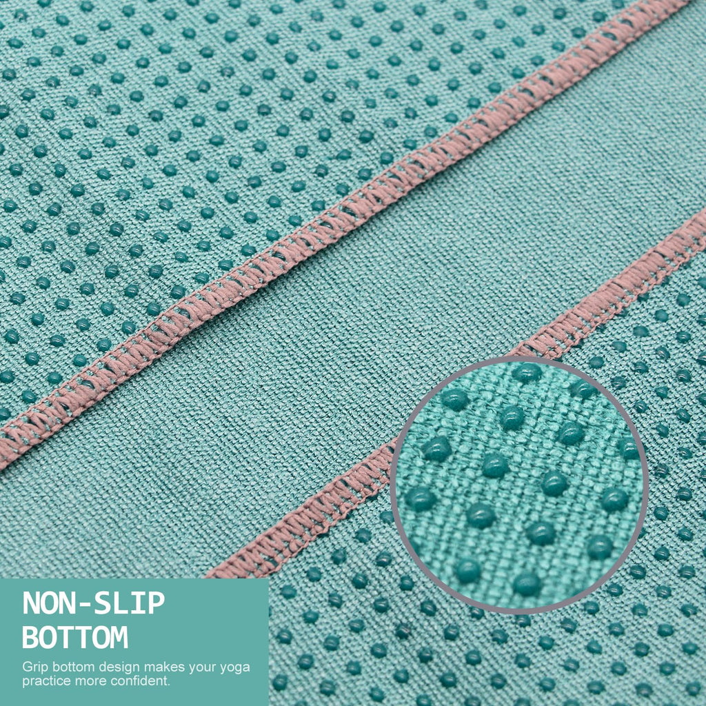 Yoga Towel,Hot Yoga Mat Towel with Grip Dots Sweat Absorbent Non-Slip for Hot Yoga, Pilates and Workout 24" x72", Dark Cyan