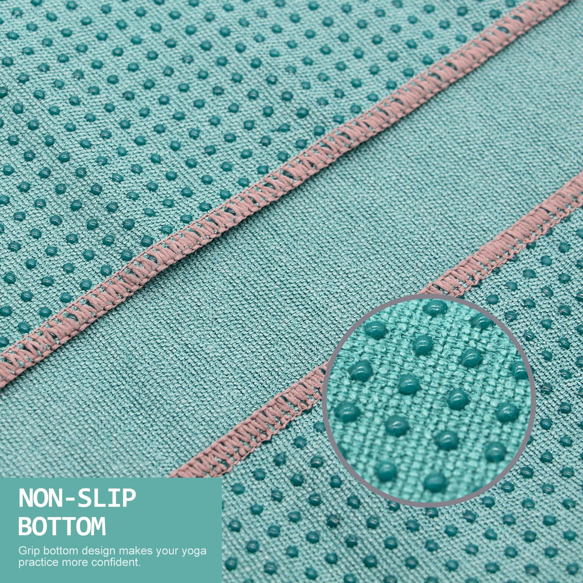 Yoga Towel,Hot Yoga Mat Towel with Grip Dots Sweat Absorbent Non-Slip for Hot Yoga, Pilates and Workout 24" x72", Dark Cyan