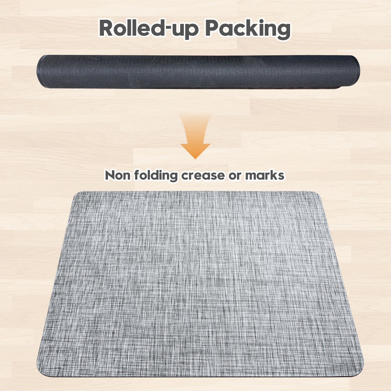Office Chair Mat for Hardwood & Tile Floor,Computer Gaming Chair Mat for Rolling Chairs Non-Curve, Anti-Slip, Heavy Duty Floor Protector for Home Office,Grey (36" x 48")