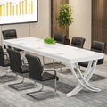 6.5FT Conference Table for 6-8 People, 78 inch Long Rectangular Seminar Table with Strong Metal Frame, Business Furniture Boardroom Desk for Office Meeting Conference Room (1PC, White)
