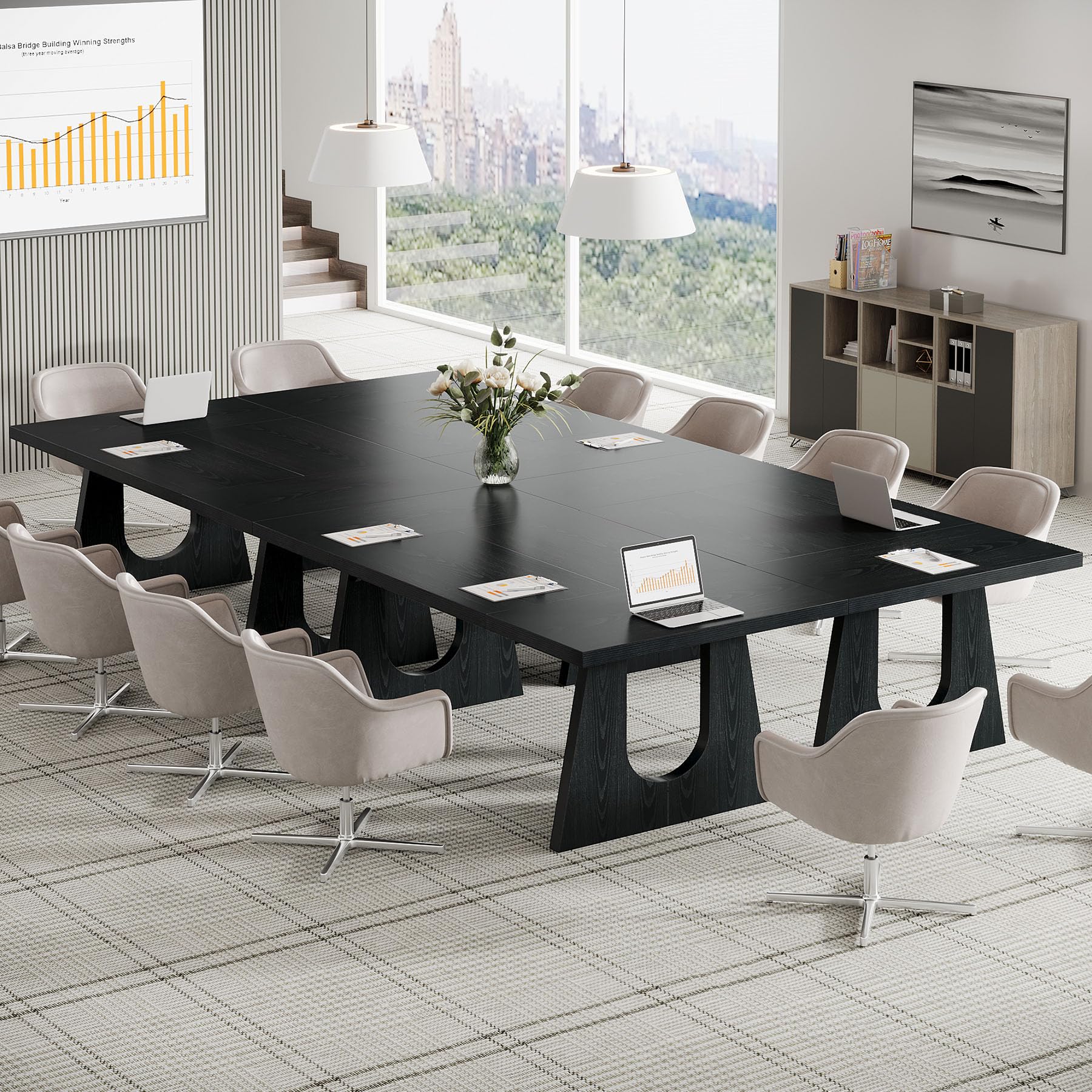 70.86" Rectangular Conference Table for 6-8 (Black)