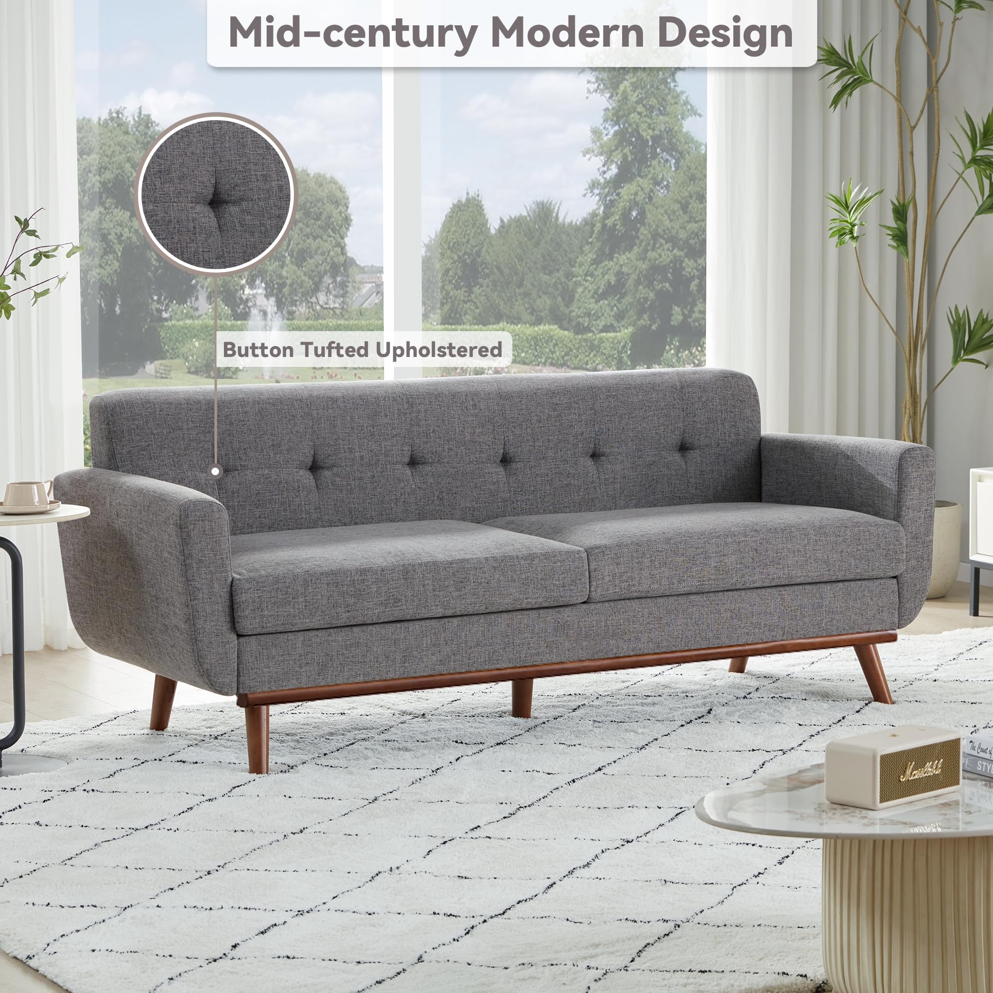 77.2" W Loveseat Sofa, Solid & Easy to Install Small Couch for Bedroom, Office, Apartment, Gray