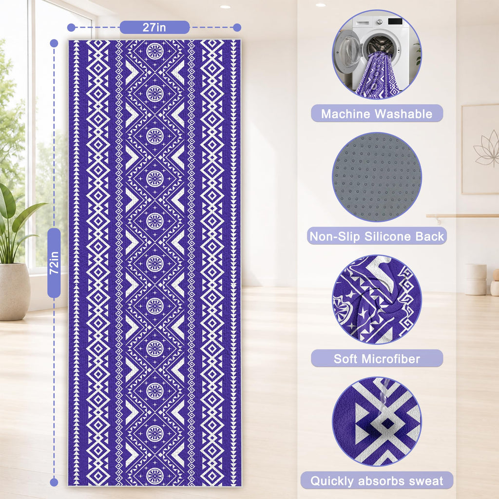 Yoga Towel,Absorbent Yoga Mat Towel for Hot Yoga Non Slip,Stylish Prints,Ideal for Workouts,Hot Yoga,Bikram,Pilates Equipment,72 x 27 in,Arranged Triangle Geometry