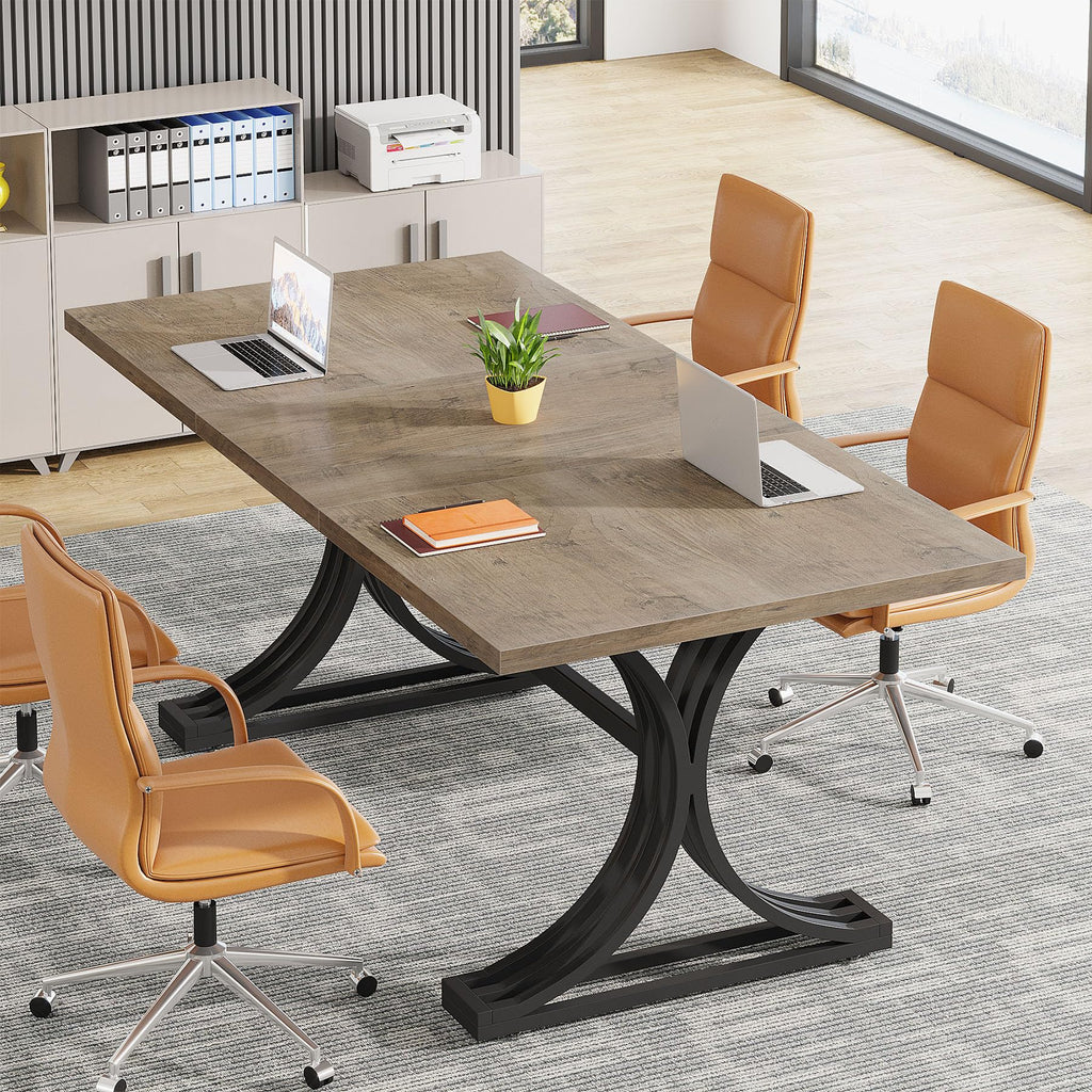 5FT Small Conference Table for 4 to 6, Modern Meeting Table with Strong Metal Frame for Office Meeting Conference Room