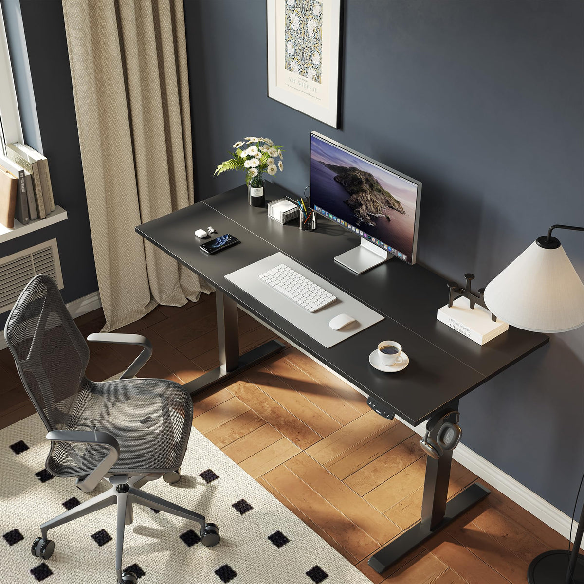 60 * 24 Inch Height Adjustable Electric Standing Desk, Black
