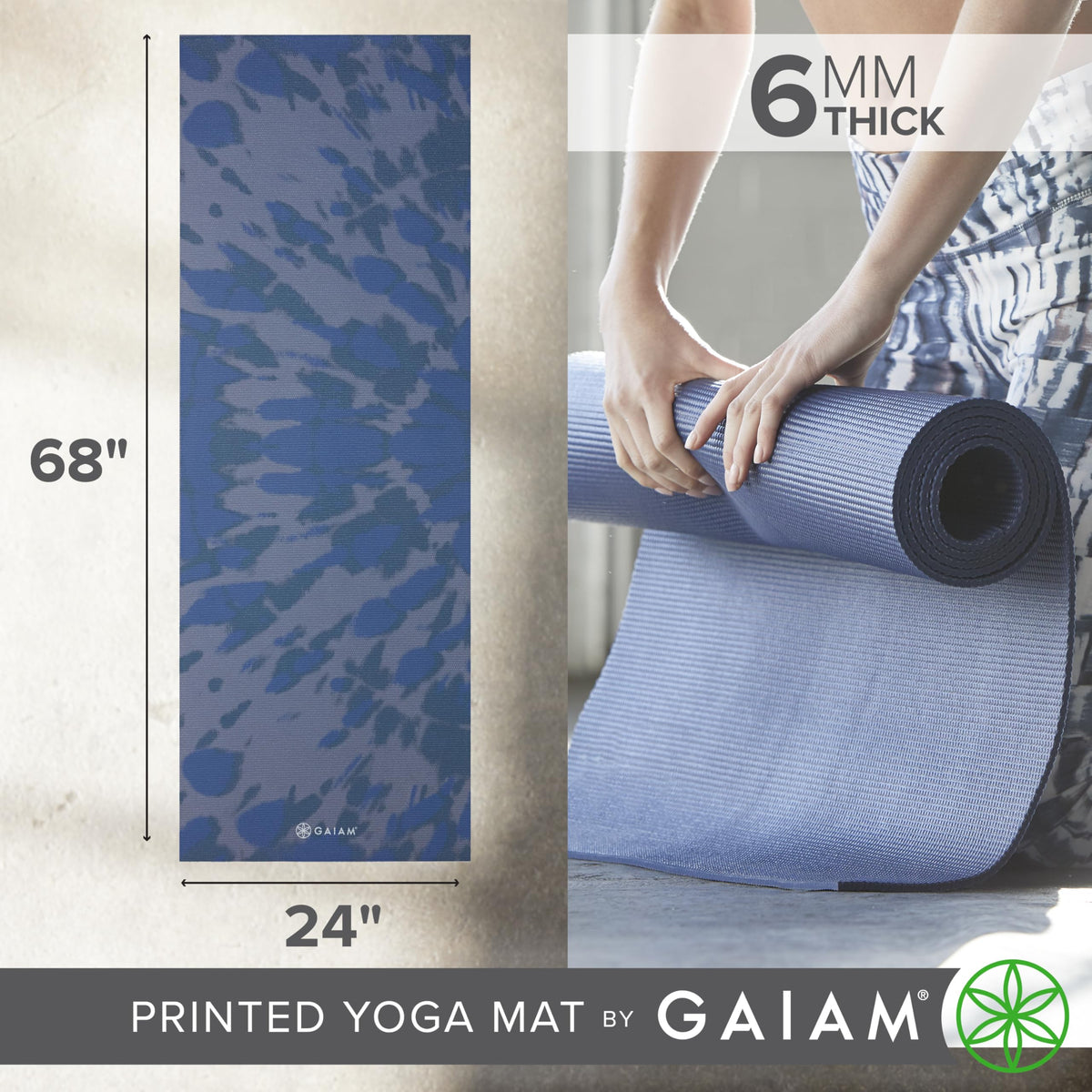 Premium Yoga Mat, 6mm Thick Print Mat (Tie Dye Blast)