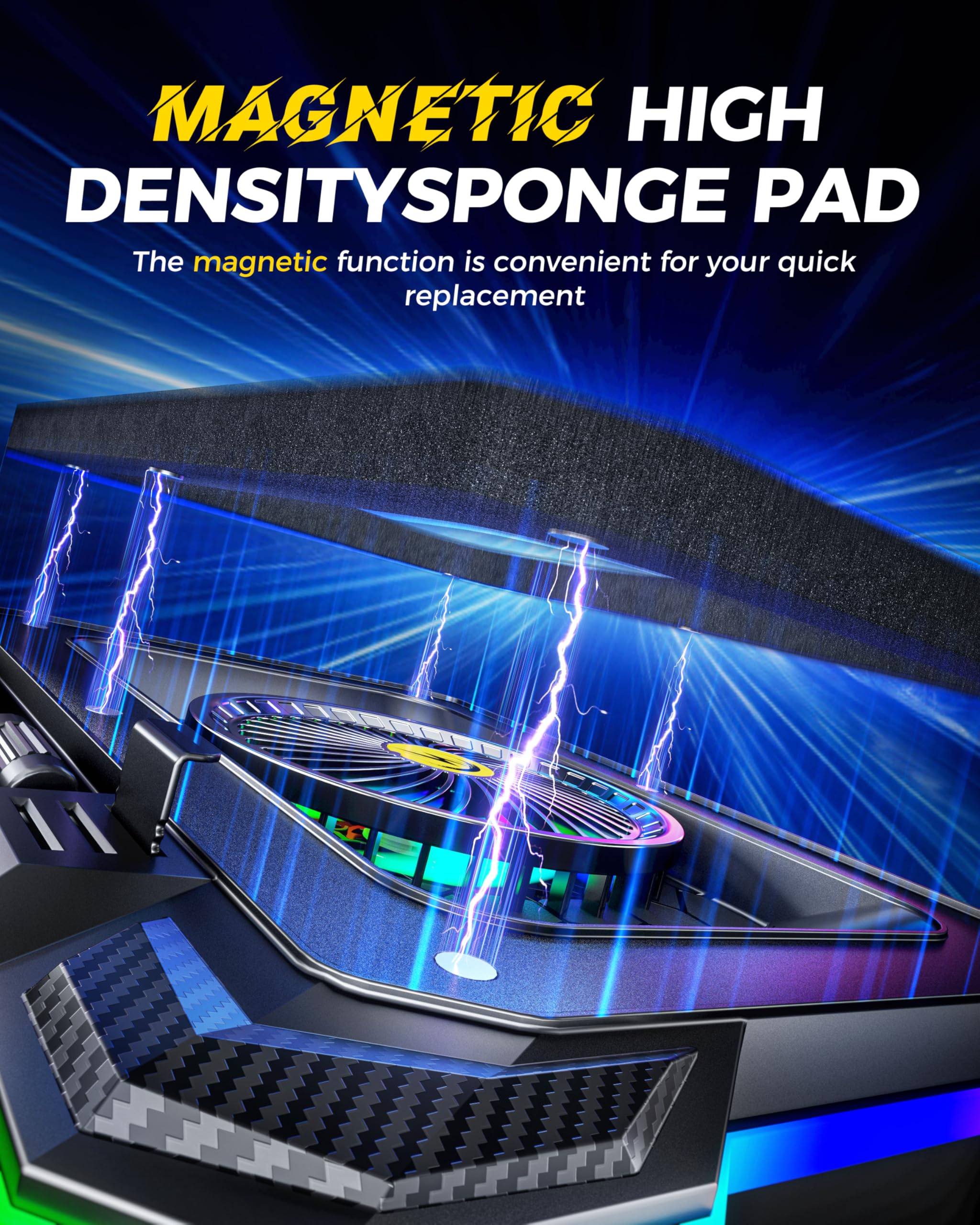 RGB Laptop Cooling Pad with 5.5" Turbo Fan, Rapid Cooling for 15.6-19.3" Laptops, Variable Speed Control, 7 Adjustable Heights - K1 5V RGB