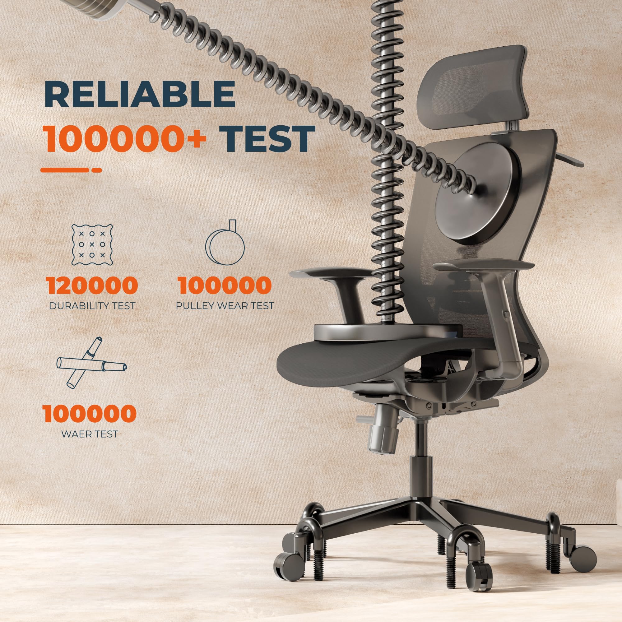 FitStand Ergonomic Office Chair Swivel Computer Chair Home Office Desk Chairs with Lumbar Support/2D Headrest/300lbs Heavy Duty/Lockable Back,Mesh Seat Cushion,ErgoChair Pro, Gray