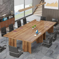 10.5FT Conference Table, Large Rectangle Meeting Seminar Table for 12-14 Person, Long Wooden Business Tables (Set of 4, Walnut)