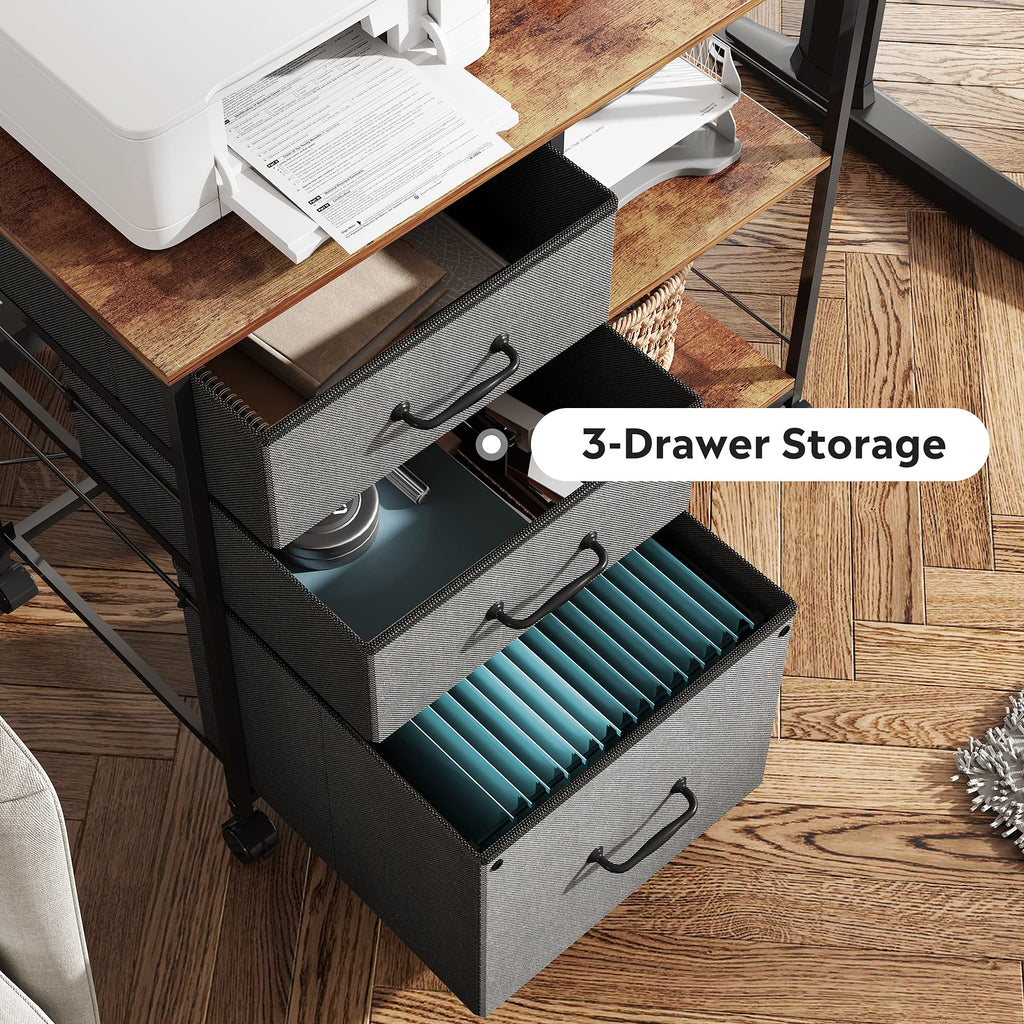 3 Drawer Mobile File Cabinet with Open Storage Shelf