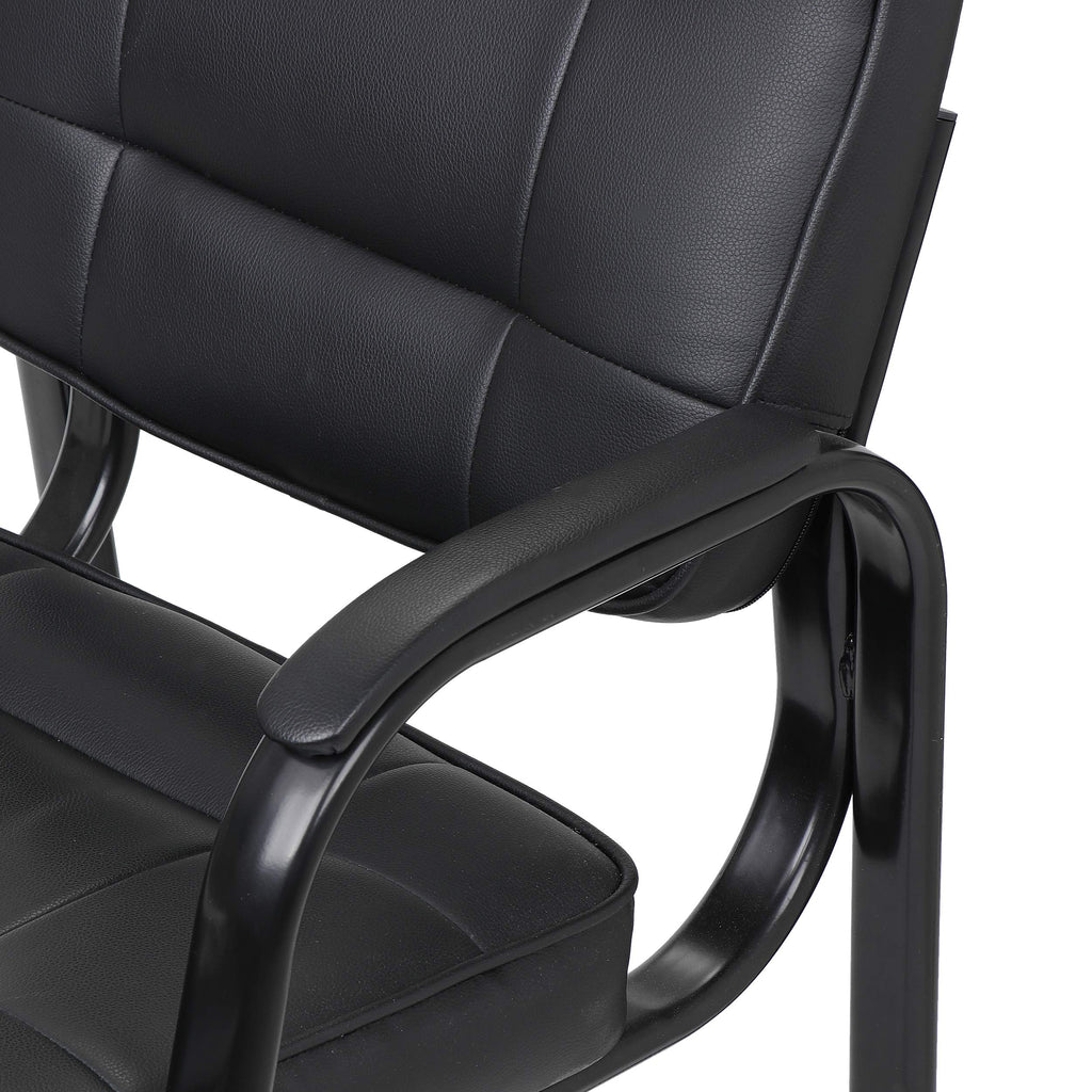 Set of 3, Office Guest Chair Bonded Leather Executive Side Chair Reception Chair W/Solid Metal Frame Home Office Furniture
