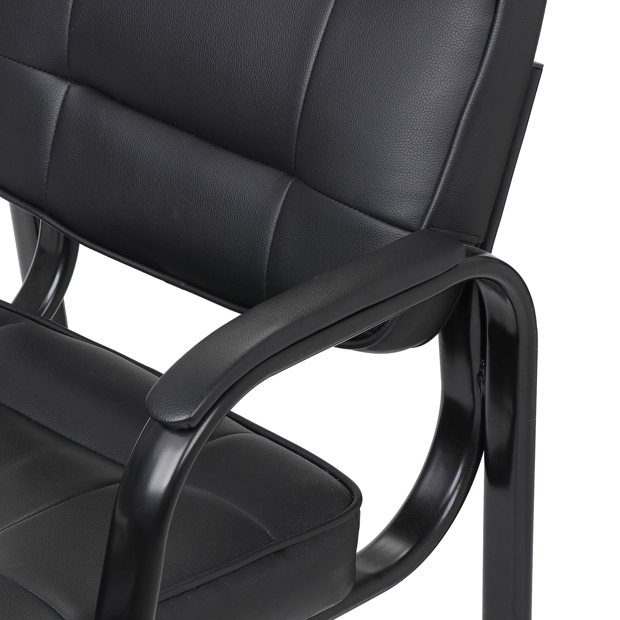 Set of 4, Office Guest Chair Bonded Leather Executive Side Chair Reception Chair with Solid Metal Frame Home Office Furniture,Black