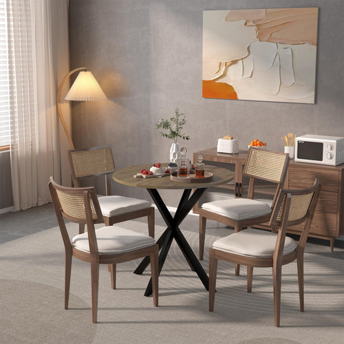 31.5 Inch Round Tulip Dining Table, Small Circle Kitchen Table with Metal Black Legs for 2-4 People,Modern Dining Room Table