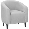 Accent Barrel Chair, Corduroy Fabric Club Chair, Furry Sherpa Elegant Armchair with Cozy Soft Padded for Living Room Bedroom Reception Room Office, Light Gray
