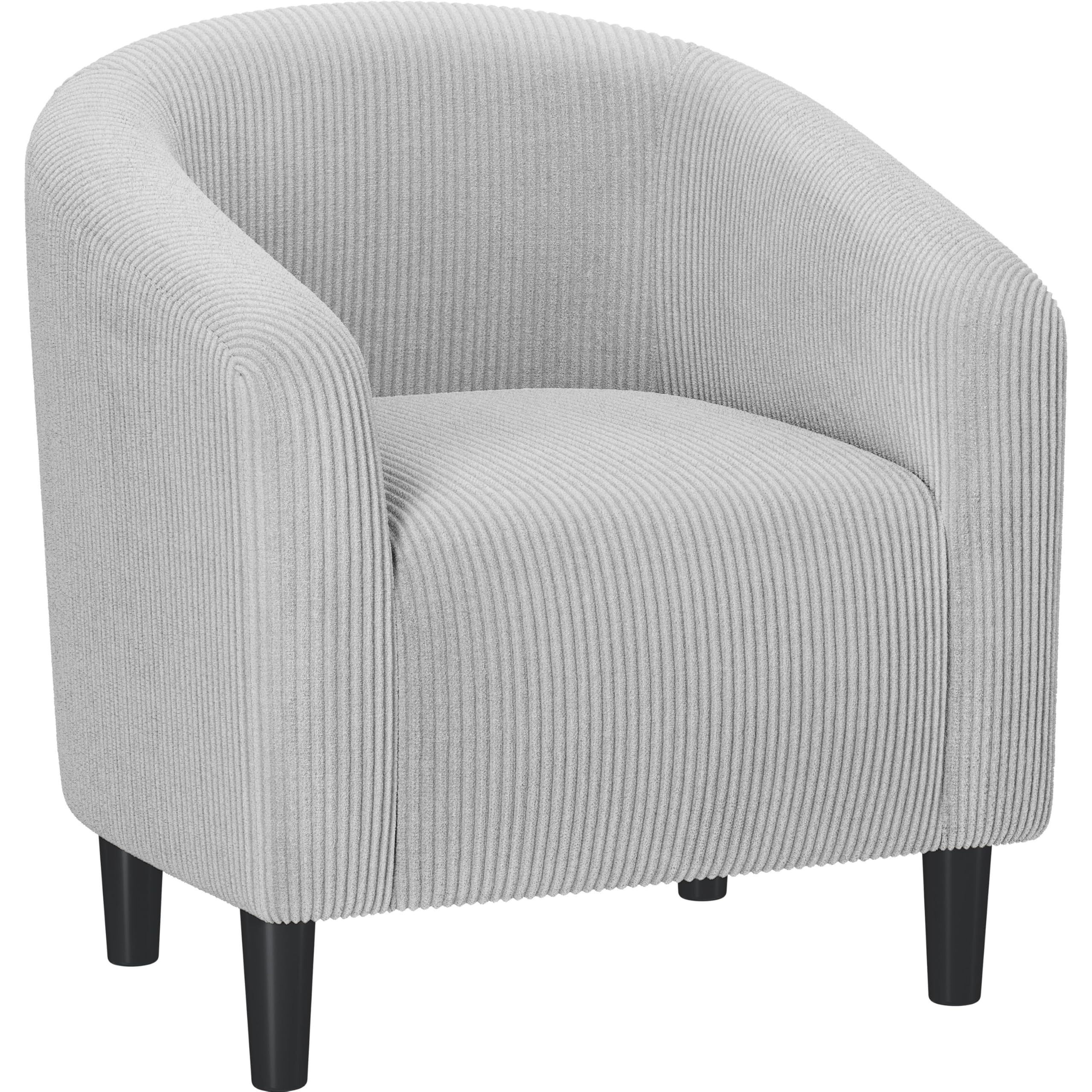 Accent Barrel Chair, Corduroy Fabric Club Chair, Furry Sherpa Elegant Armchair with Cozy Soft Padded for Living Room Bedroom Reception Room Office, Light Gray