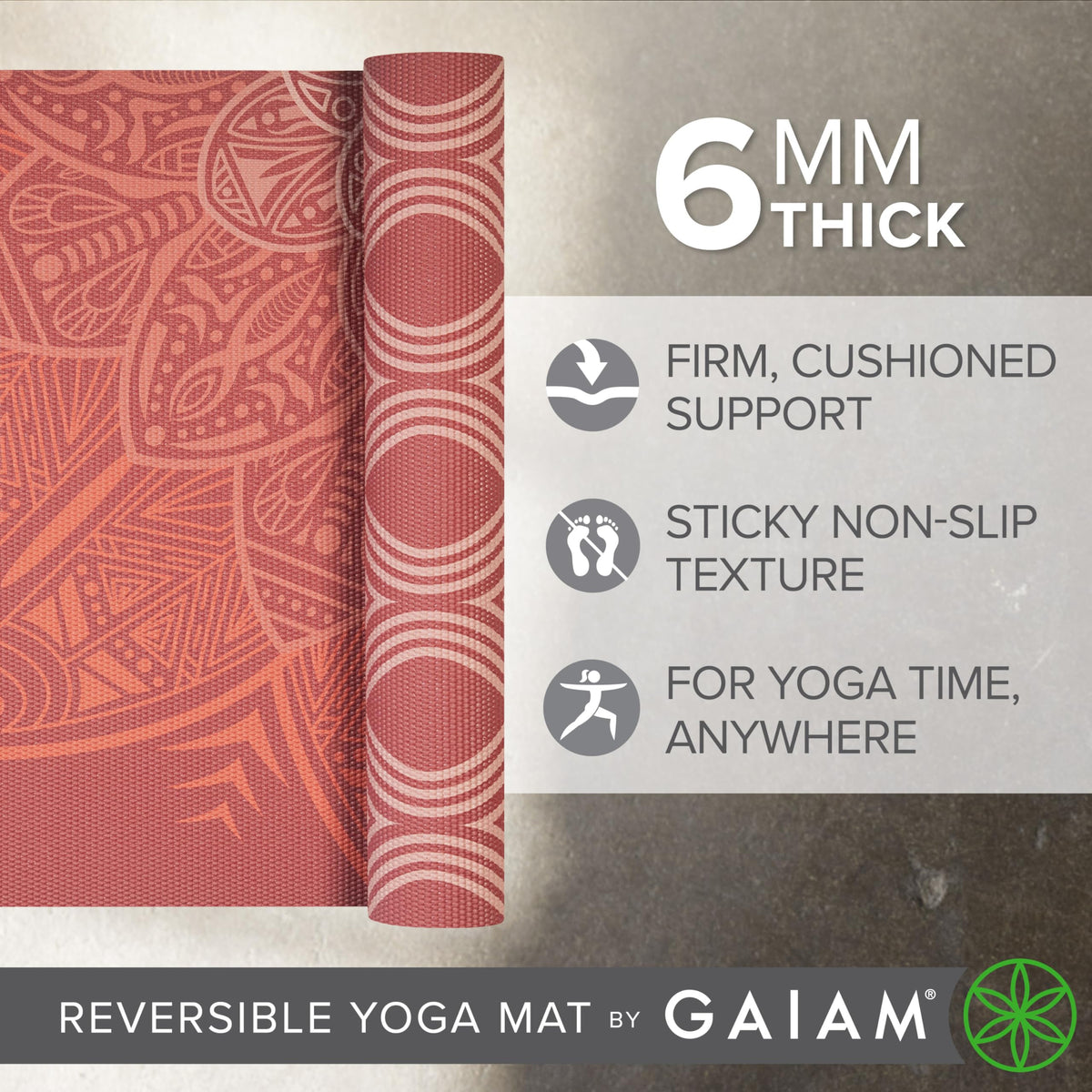 Reversible Yoga Mat, 6mm Thick Print Mat (Changing Petals)