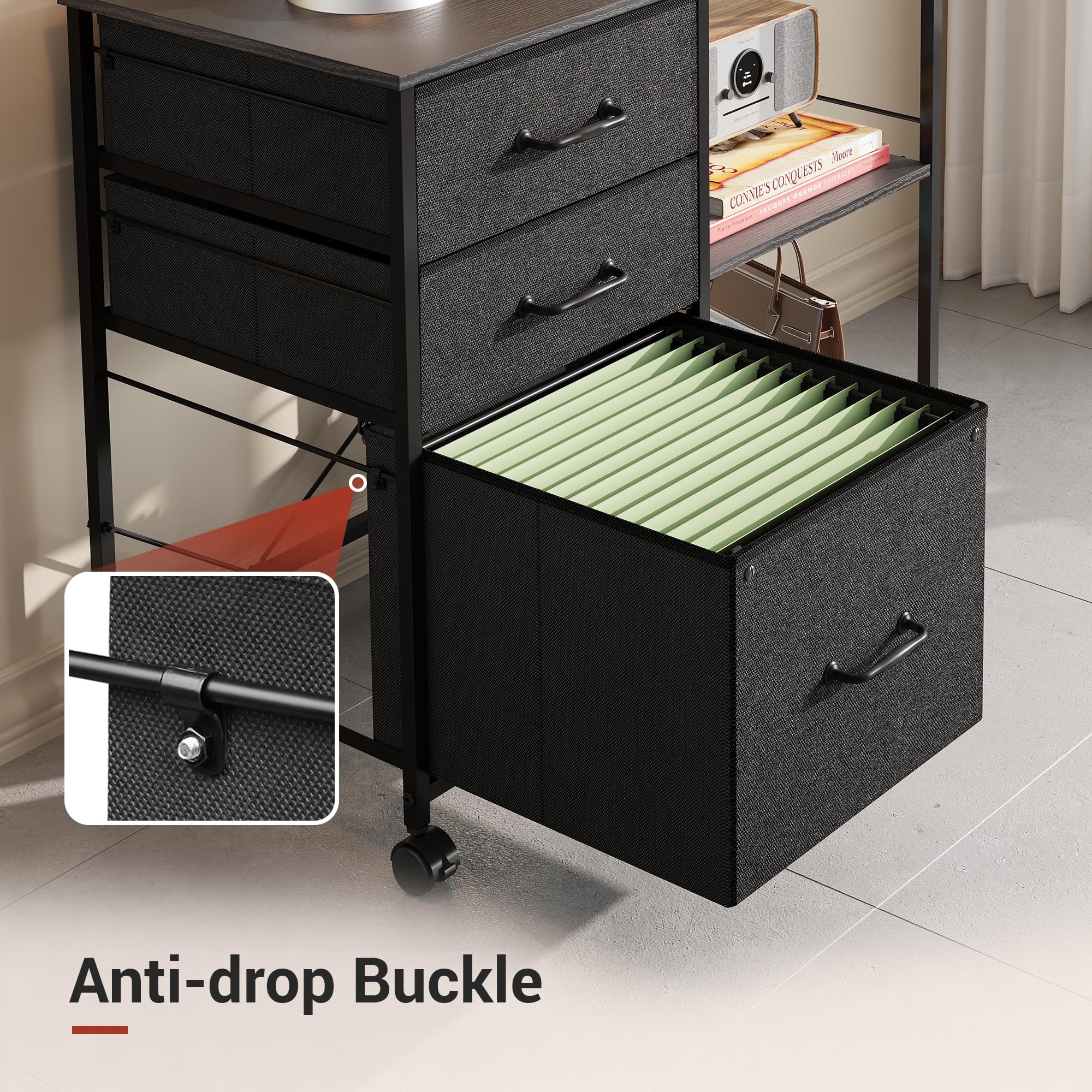3 Drawer Mobile File Cabinet with Open Storage Shelf