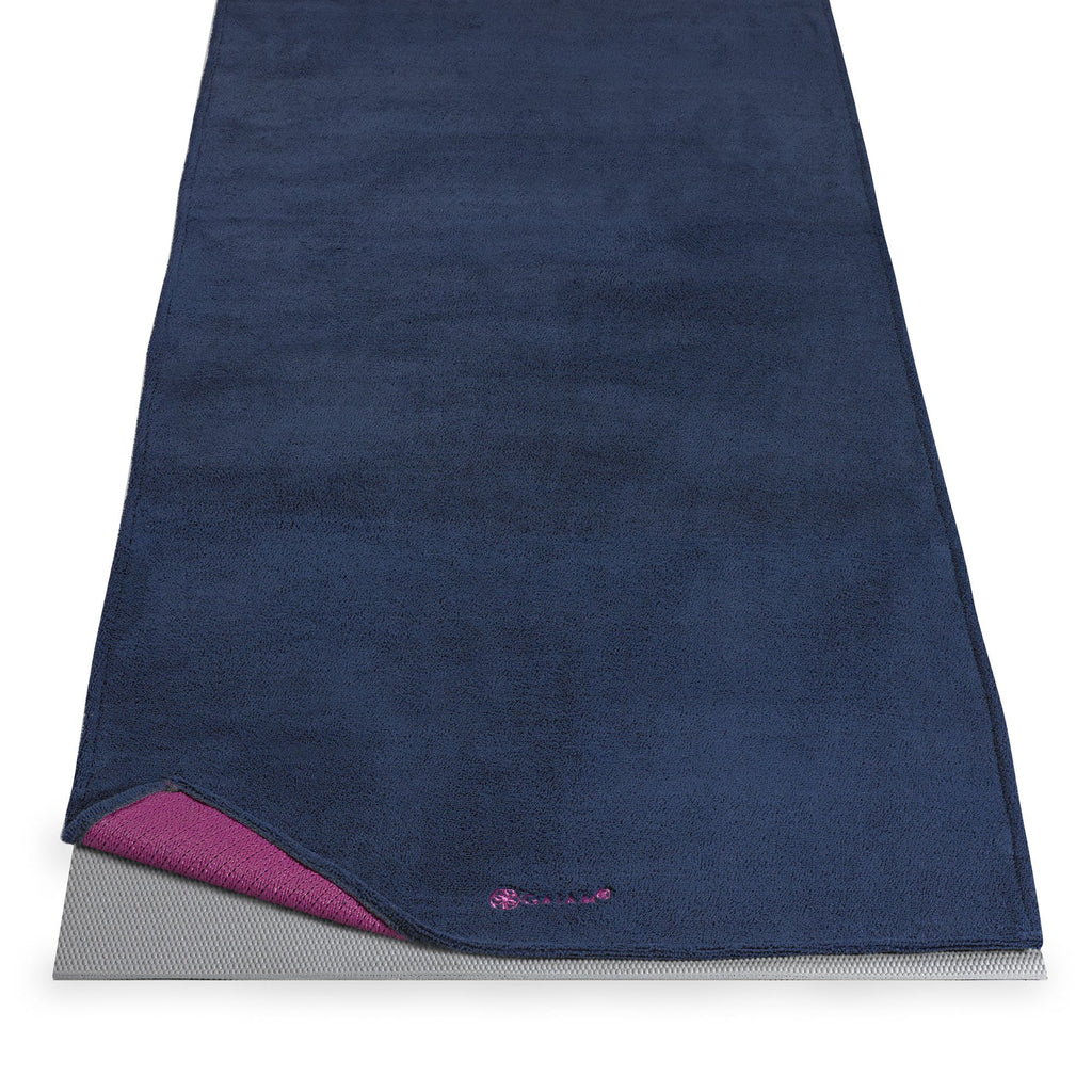 Grippy Non-Slip Yoga Mat Towel, Fast-Drying (Estate Blue/Fuchsia Red)