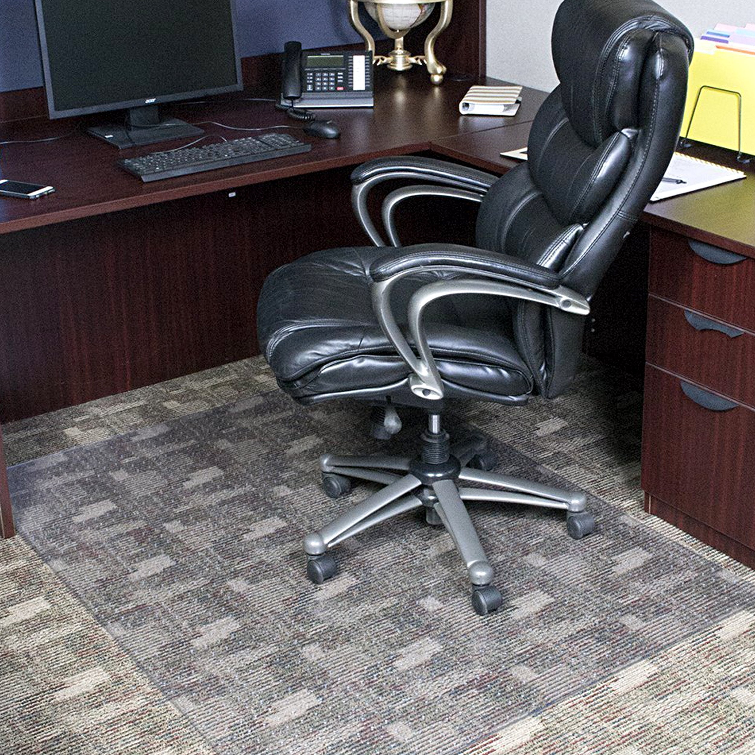 Office Chair Mat for Low‑Pile Carpet – 46" x 60" Clear Desk Floor Protector with Lip, Smooth Glide PVC