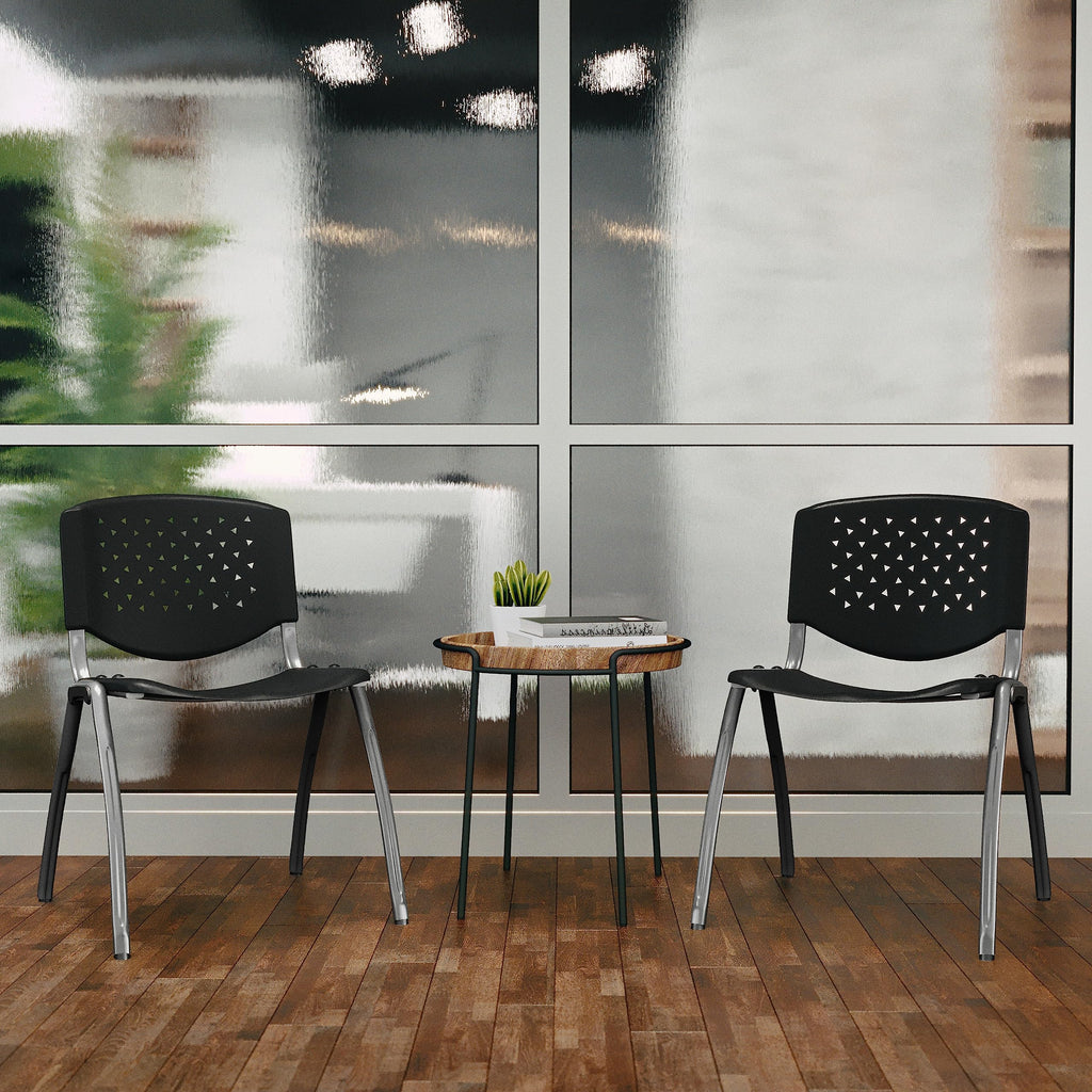 Hercules Series Plastic Contoured Lobby Chairs with Perforated Backs, Ergonomic Stacking Chairs for Offices, Set of 5, Gray