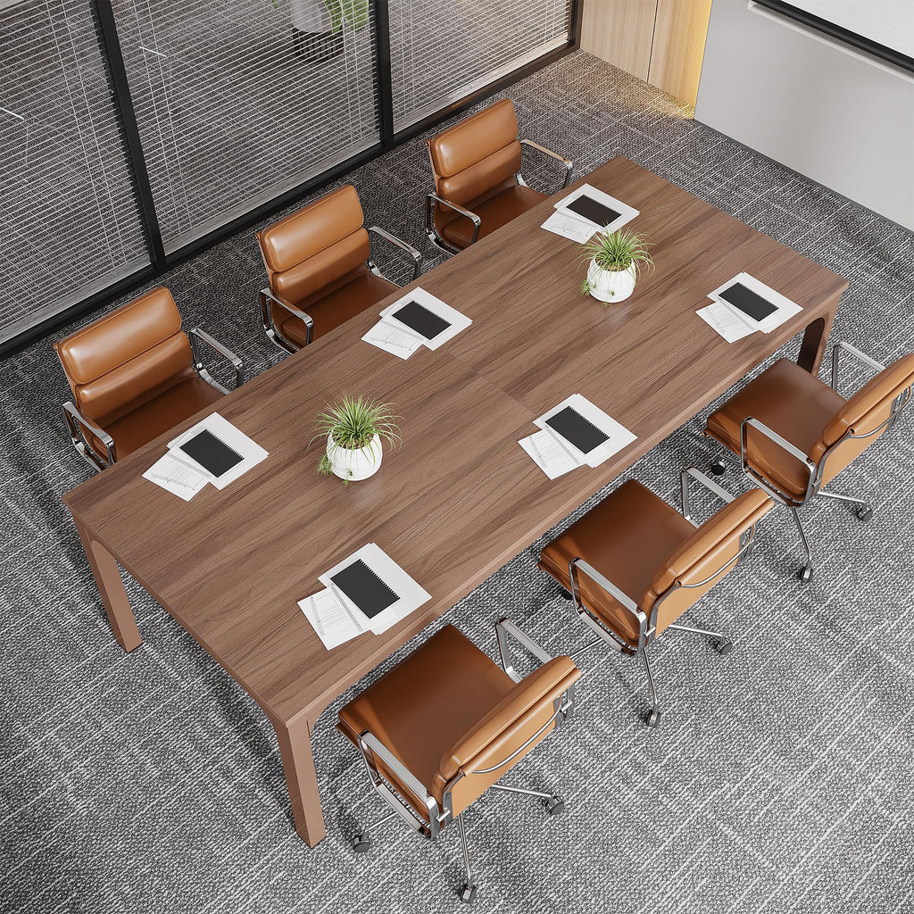 6.5 FT Conference Room Table, 78.74" W x 27.56" D Large Office Conference Table, Modern Seminar Meeting Table Desk for Boardroom, Meeting Room (1, Walnut)