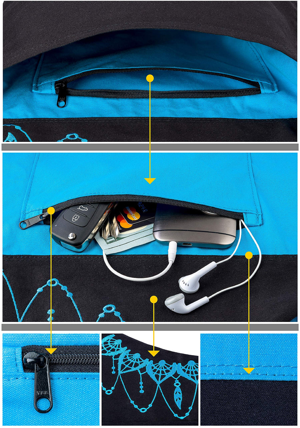 Yoga Mat Bag & Carrier with Pockets for Women, Black & Blue
