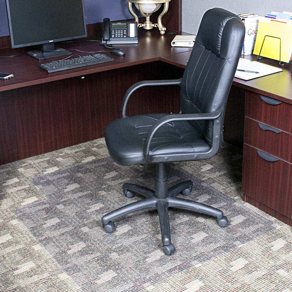 Office Chair Mat for Low‑Pile Carpet – 45" x 53" Clear Desk Floor Protector with Lip, Smooth Glide PVC for Rolling Chairs