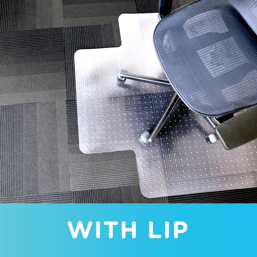Office Chair Mat for Low‑Pile Carpet – 45" x 53" Clear Desk Floor Protector with Lip, Smooth Glide PVC for Rolling Chairs