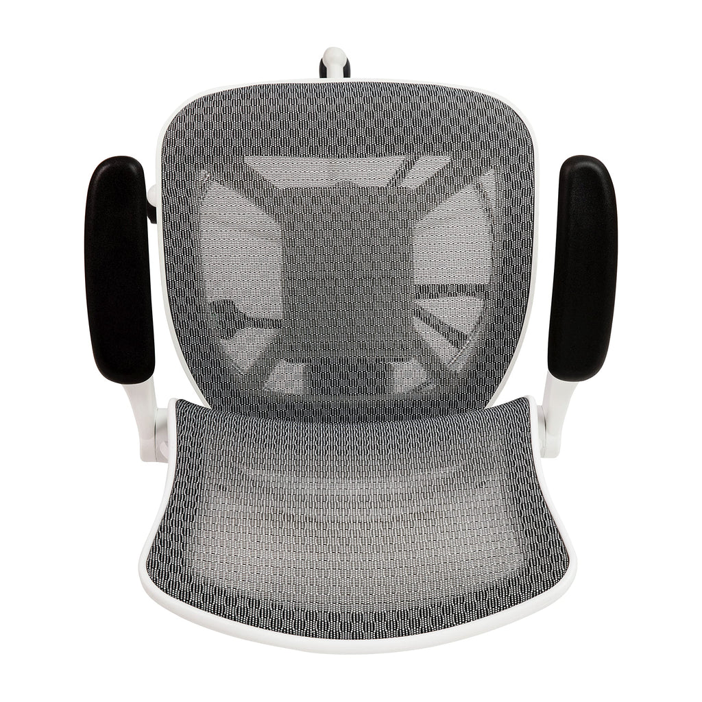Mid-Back Swivel Office Chair with Adjustable Foot Ring and Seat Height, Ergonomic Mesh Chair with Armrests, Gray/White