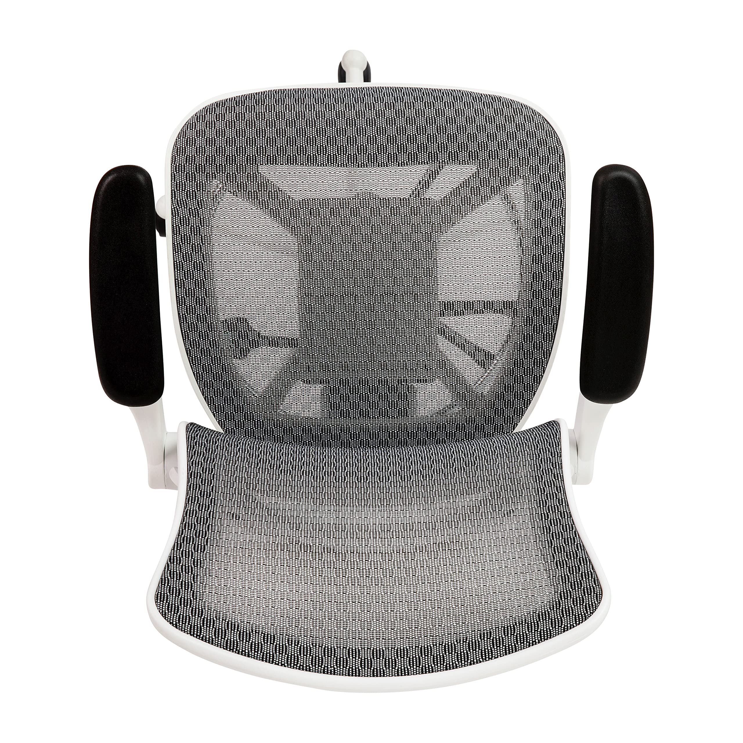 Mid-Back Swivel Office Chair with Adjustable Foot Ring and Seat Height, Ergonomic Mesh Chair with Armrests, Gray/White