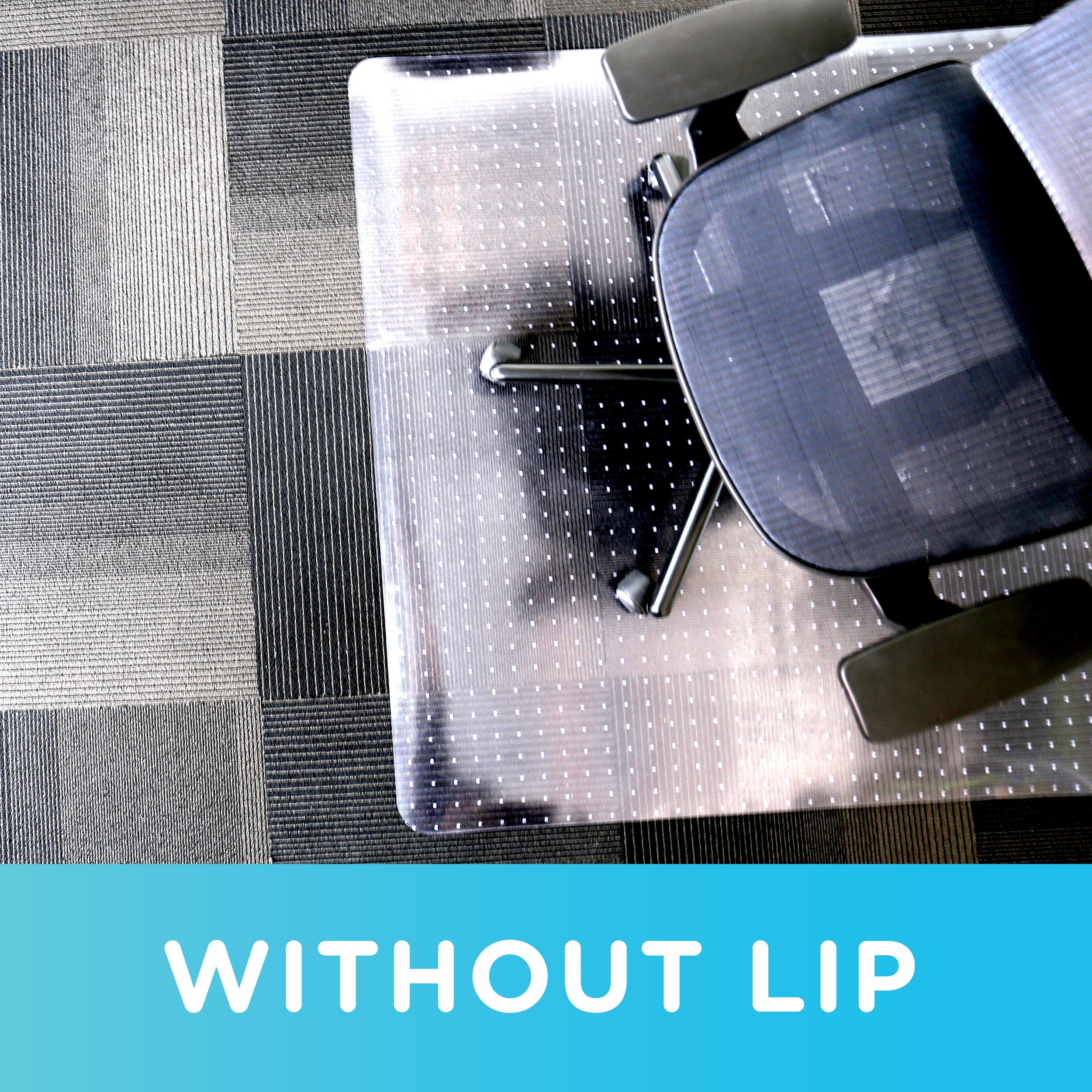 Office Chair Mat for Low‑Pile Carpet – 46" x 60" Clear Desk Floor Protector with Lip, Smooth Glide PVC