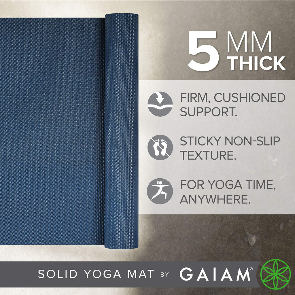 Premium Yoga Mat, 5mm Non-Slip Exercise Mat (Indigo Ink)