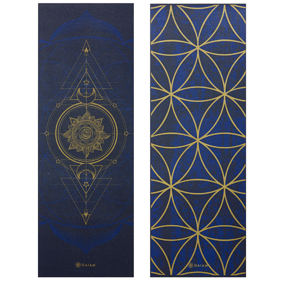 Reversible Yoga Mat, 6mm Thick Print Mat (Metallic Sun & Moon)