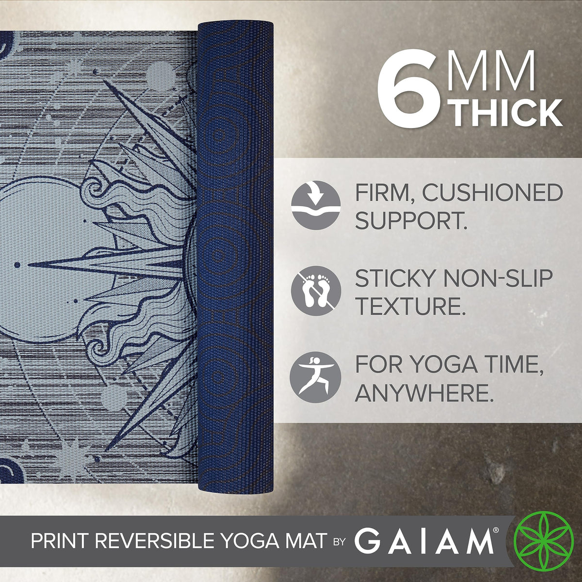 Reversible Yoga Mat, 6mm Thick Print Mat (Ethereal Beauty)