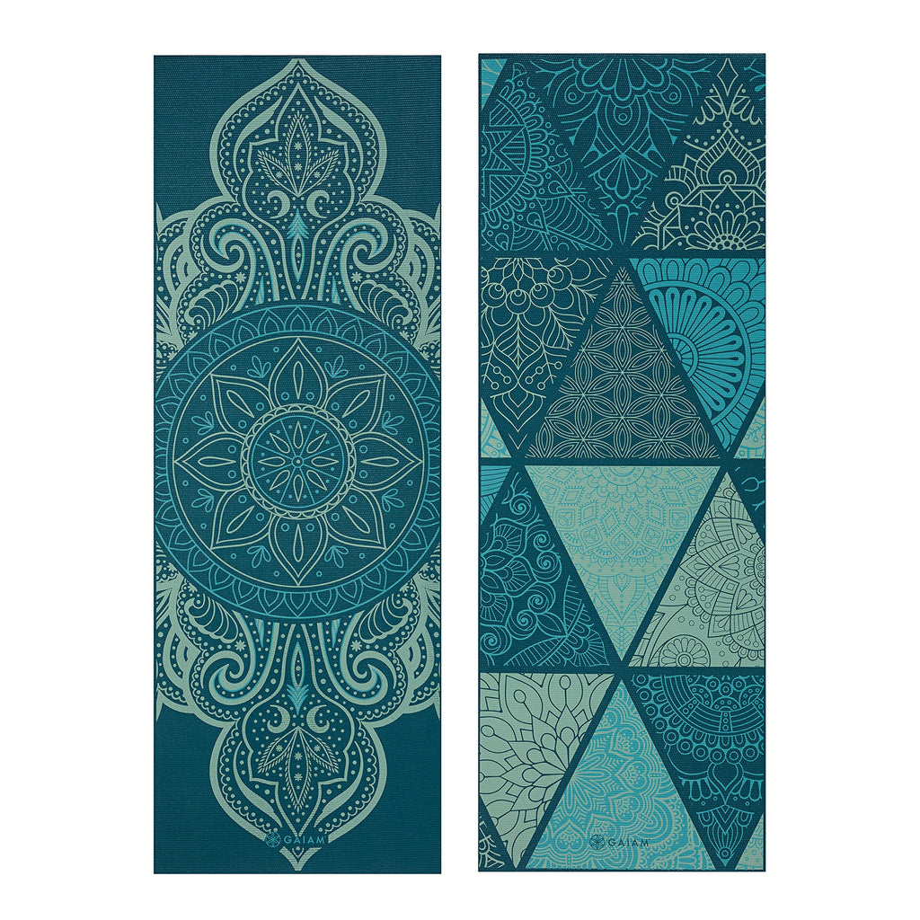 Reversible Yoga Mat, 6mm Thick Print Mat (Seaglass)