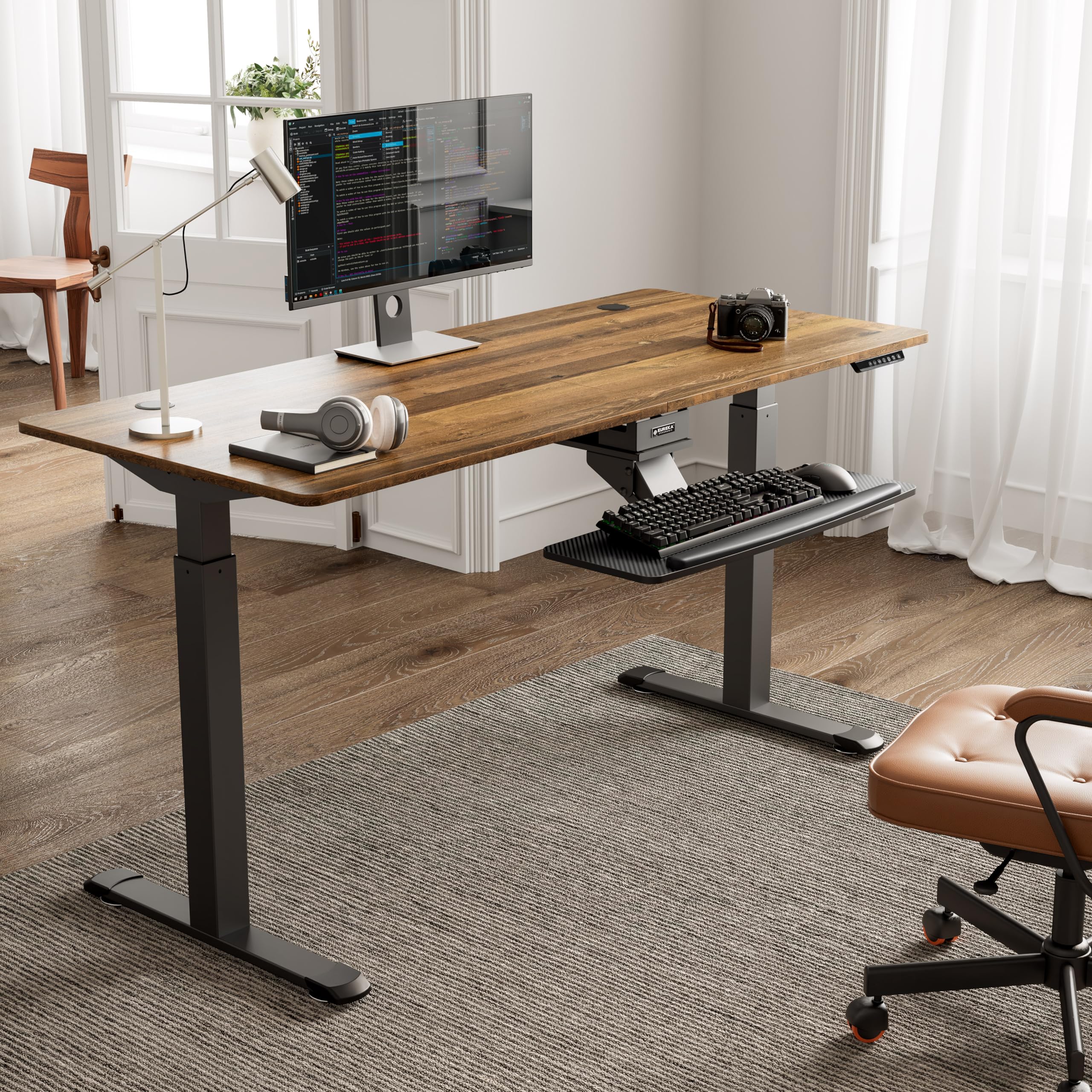 Height Adjustable Mouse & Keyboard Tray Under Desk, 28x10'' Large Slide Out Swivel Tilt Computer Keyboard Drawer with Pad for Gaming Home Office, Dual Mount